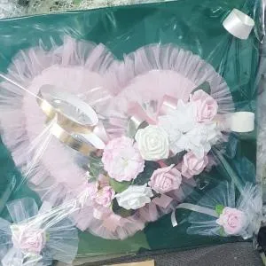 Сватбена украса за кола в розово, модел CD004