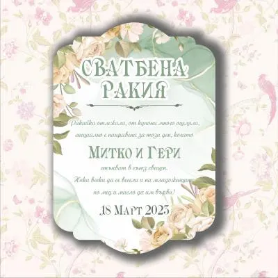 Етикети за Сватбено вино или Сватбена ракия, модел SE15 Етикети за Сватбено вино или Сватбена ракия, модел SE15