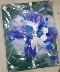 Сватбена украса за кола в синьо, модел CD014 Сватбена украса за кола в синьо, модел CD014