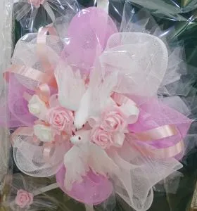 Укараса за кола в розово с бели гълъби, модел CD025
